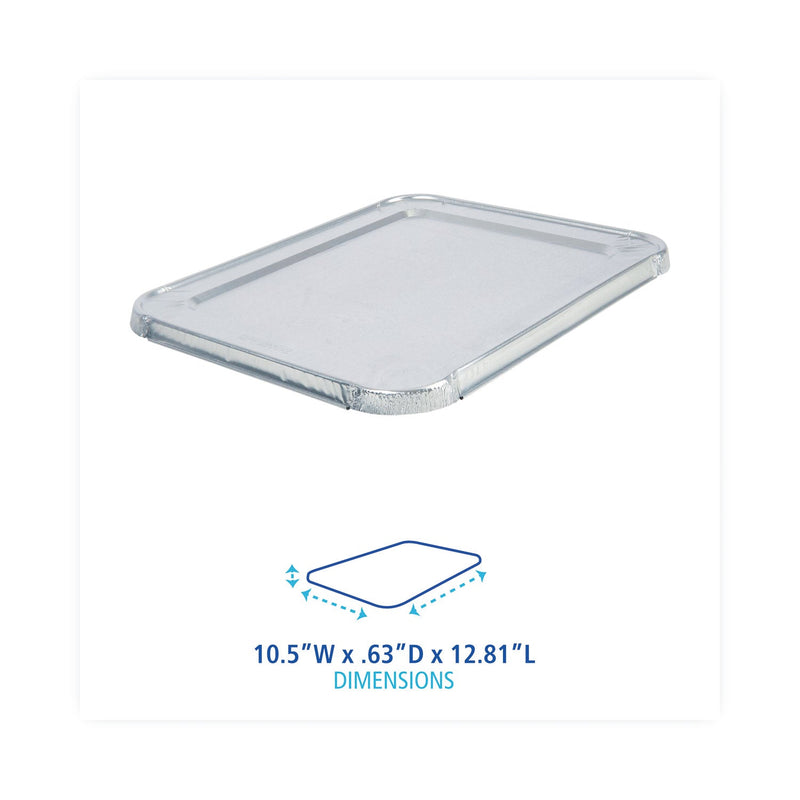 Boardwalk Aluminum Steam Table Pan Lids, Fits Half-Size Pan, Deep, 10.5 x 12.81 x 0.63, 100/Carton