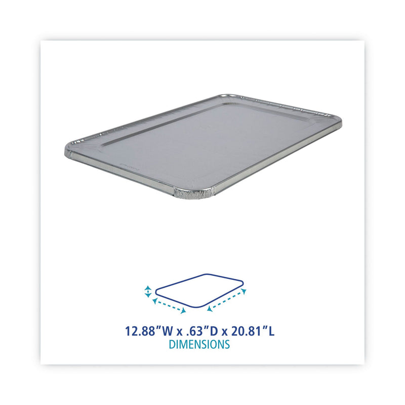 Boardwalk Aluminum Steam Table Pan Lids, Fits Full-Size Pan, Deep,12.88 x 20.81 x 0.63, 50/Carton