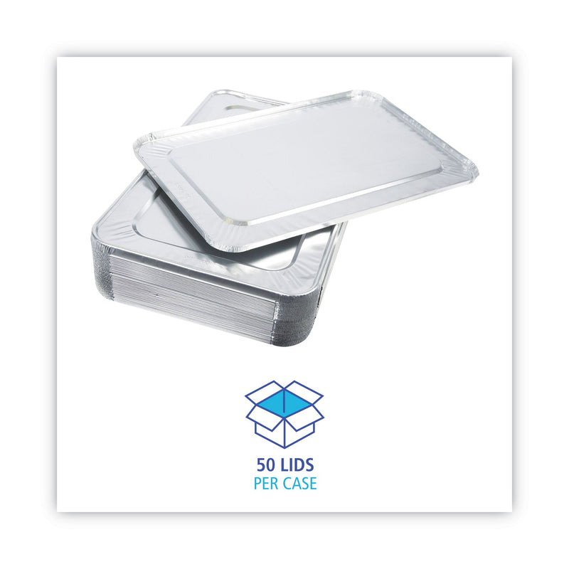 Boardwalk Aluminum Steam Table Pan Lids, Fits Full-Size Pan, Deep,12.88 x 20.81 x 0.63, 50/Carton