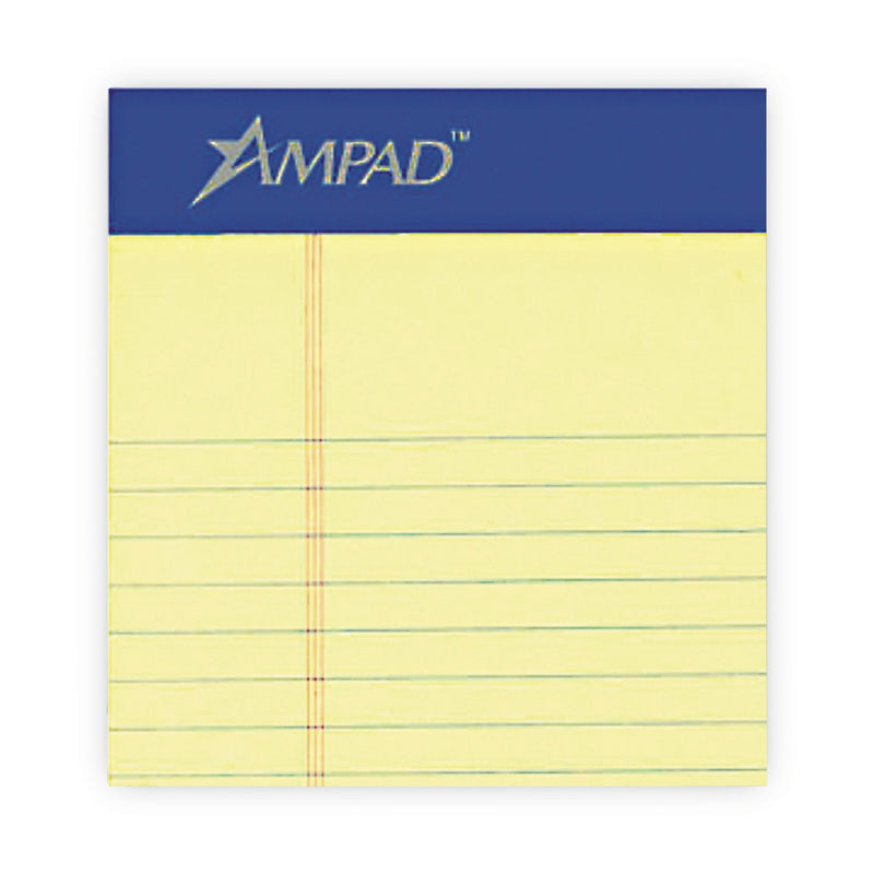 Ampad Perforated Writing Pads, Narrow Rule, 50 Canary-Yellow 8.5 x 11.75 Sheets, Dozen
