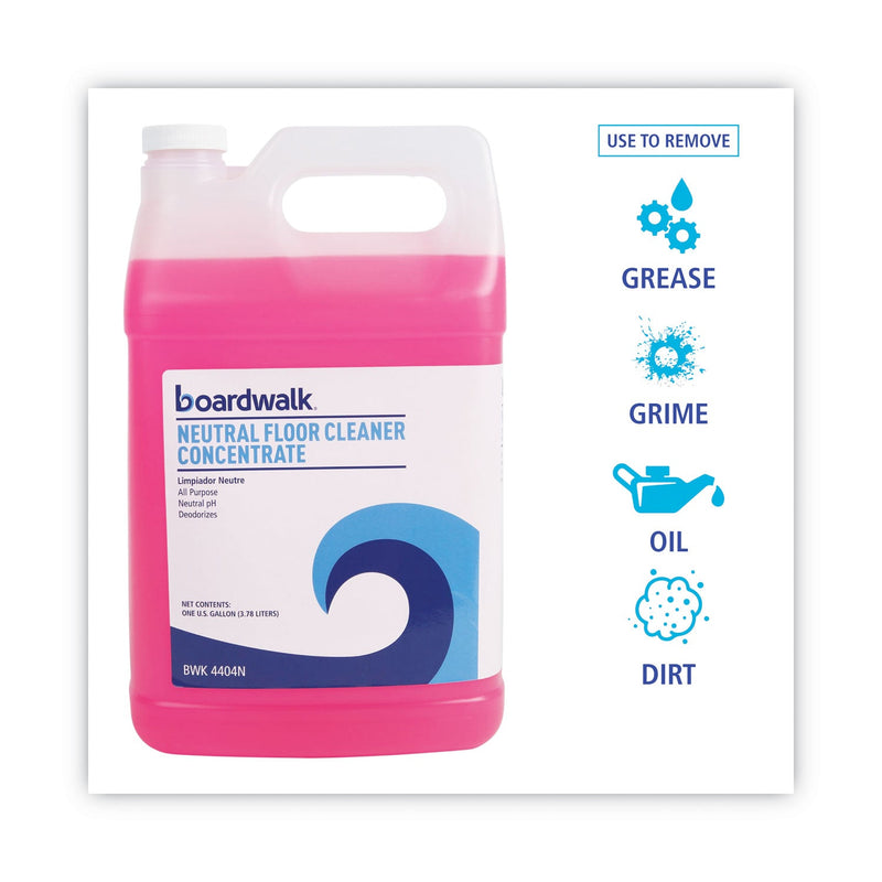 Boardwalk Neutral Floor Cleaner Concentrate, Lemon Scent, 1 gal Bottle, 4/Carton