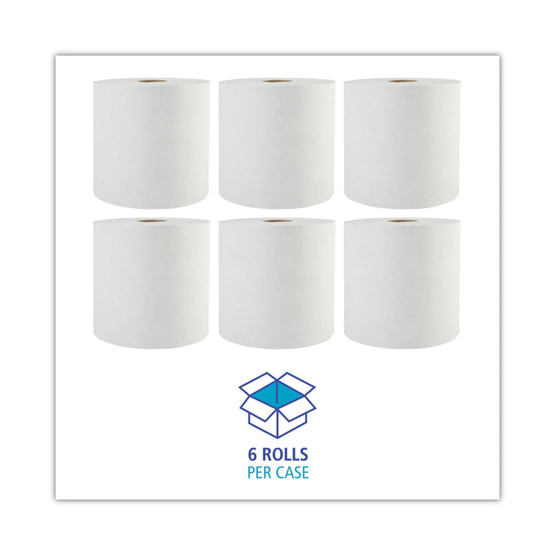 Boardwalk Green Universal Roll Towels, 1-Ply, 8" x 800 ft, Natural White, 6 Rolls/Carton