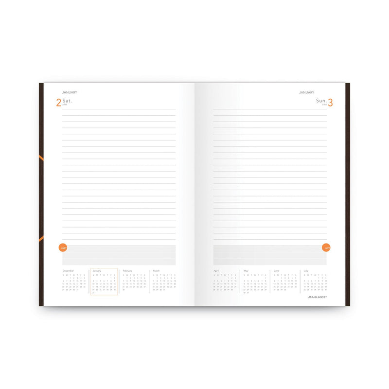 AT-A-GLANCE One-Day-Per-Page Planning Notebook, 9 x 6, Dark Brown/Orange Cover, 12-Month (Jan to Dec): 2023