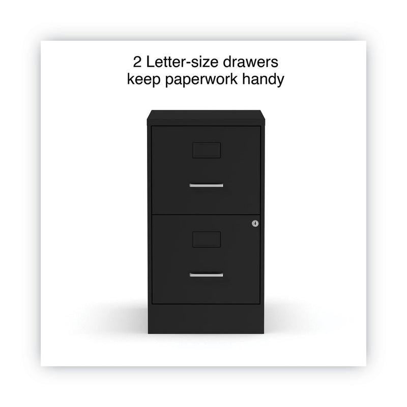 Alera Soho Vertical File Cabinet, 2 Drawers: File/File, Letter, Black, 14" x 18" x 24.1"