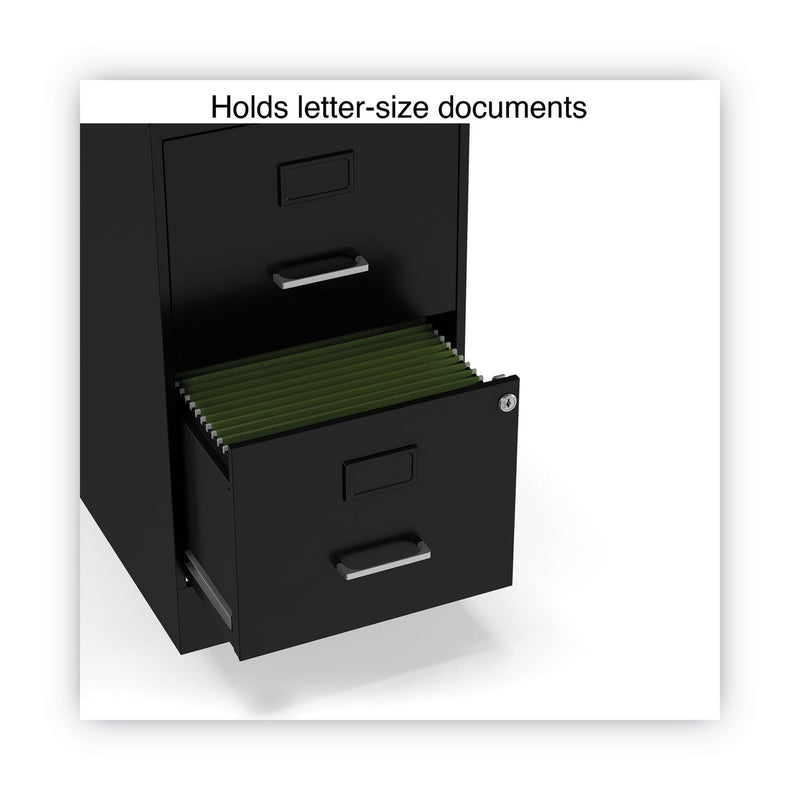 Alera Soho Vertical File Cabinet, 2 Drawers: File/File, Letter, Black, 14" x 18" x 24.1"
