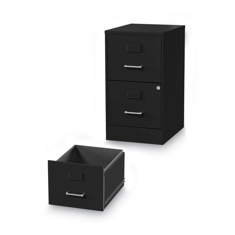 Alera Soho Vertical File Cabinet, 2 Drawers: File/File, Letter, Black, 14" x 18" x 24.1"