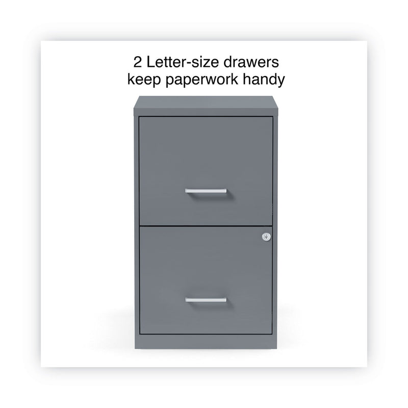 Alera Soho Vertical File Cabinet, 2 Drawers: File/File, Letter, Charcoal, 14" x 18" x 24.1"