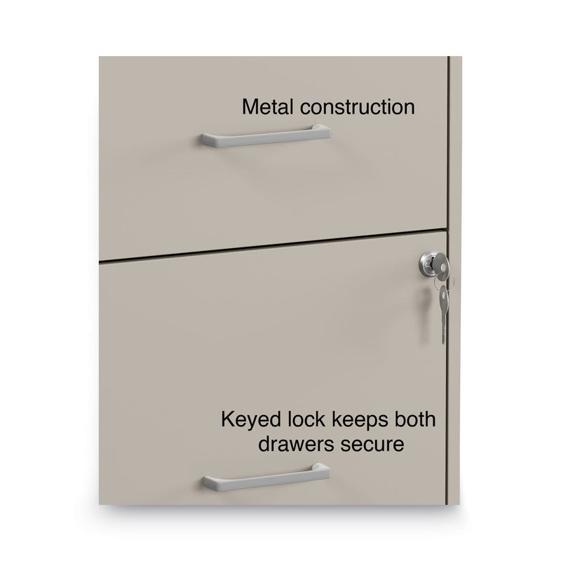 Alera Soho Vertical File Cabinet, 2 Drawers: File/File, Letter, Putty, 14" x 18" x 24.1"