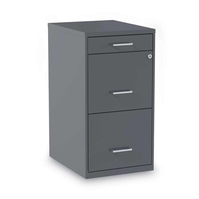Alera Soho Vertical File Cabinet, 3 Drawers: Pencil/File/File, Letter, Charcoal, 14" x 18" x 26.9"