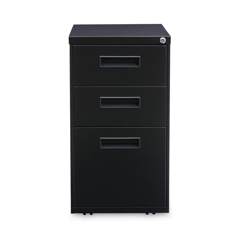 Alera File Pedestal, Left or Right, 3-Drawers: Box/Box/File, Legal/Letter, Black, 14.96" x 19.29" x 27.75"