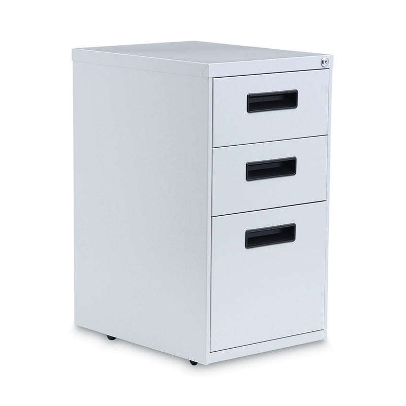 Alera File Pedestal, Left or Right, 3-Drawers: Box/Box/File, Legal/Letter, Light Gray, 14.96" x 19.29" x 27.75"