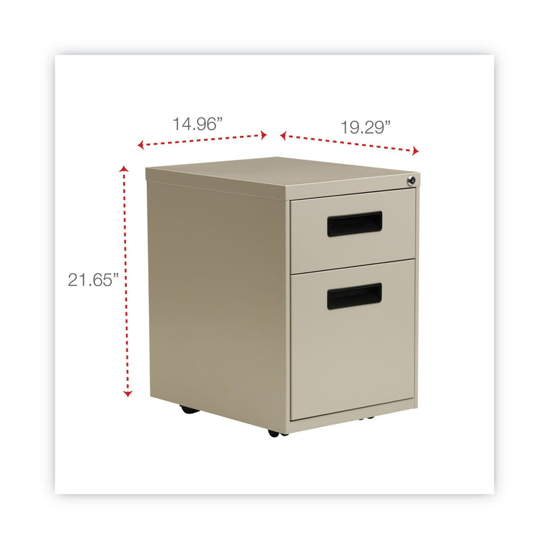 Alera File Pedestal, Left or Right, 2-Drawers: Box/File, Legal/Letter, Putty, 14.96" x 19.29" x 21.65"