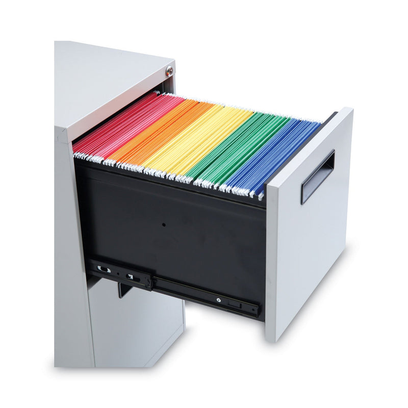 Alera File Pedestal, Left or Right, 2 Legal/Letter-Size File Drawers, Light Gray, 14.96" x 19.29" x 27.75"