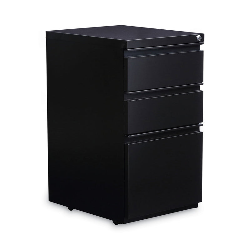Alera File Pedestal with Full-Length Pull, Left or Right, 3-Drawers: Box/Box/File, Legal/Letter, Black, 14.96" x 19.29" x 27.75"
