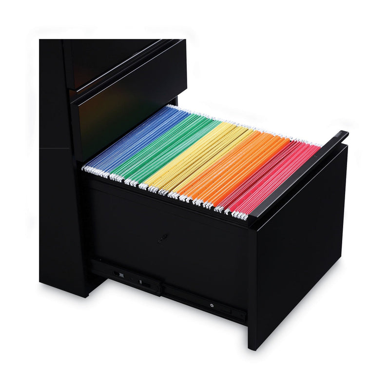 Alera File Pedestal with Full-Length Pull, Left or Right, 3-Drawers: Box/Box/File, Legal/Letter, Black, 14.96" x 19.29" x 27.75"