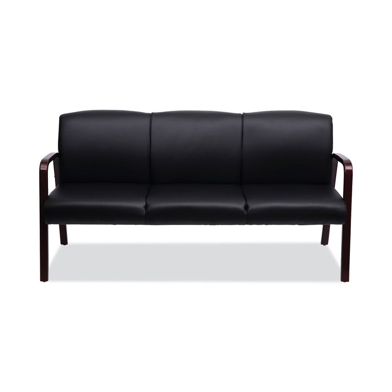 Alera Reception Lounge WL 3-Seat Sofa, 65.75w x 26d.13 x 33h, Black/Mahogany