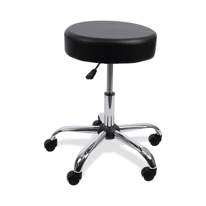 Alera Height Adjustable Lab Stool, Backless, Supports Up to 275 lb, 19.69" to 24.80" Seat Height, Black Seat, Chrome Base