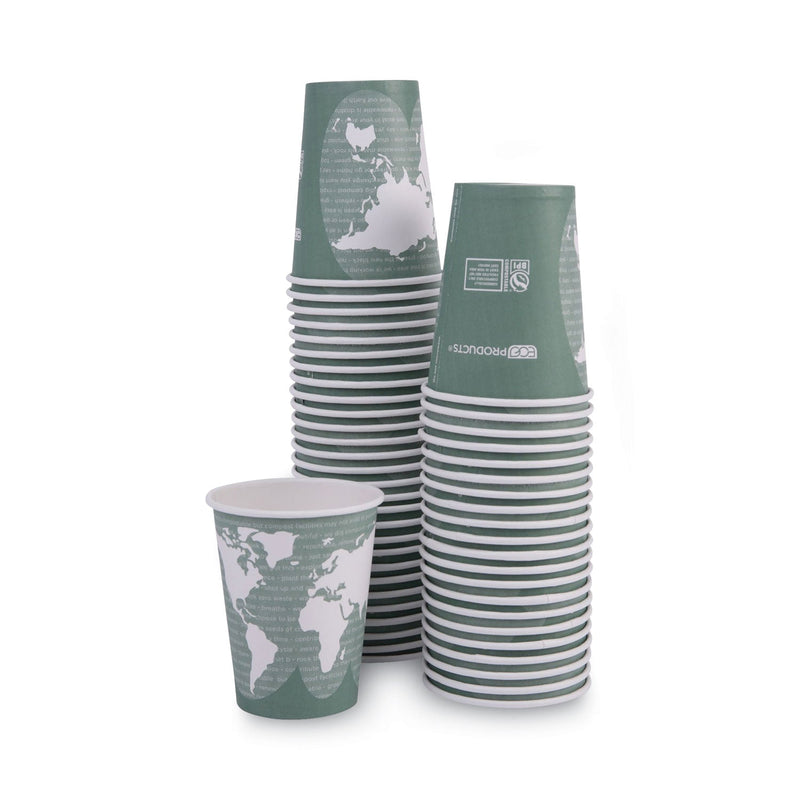 Eco-Products World Art Renewable and Compostable Hot Cups, 12 oz, 50/Pack, 20 Packs/Carton