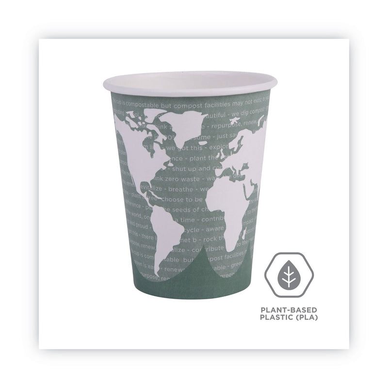 Eco-Products World Art Renewable and Compostable Hot Cups, 12 oz, Gray, 50/Pack