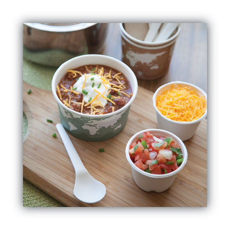 Eco-Products World Art Renewable and Compostable Food Container, 12 oz, 4.05 Diameter x 2.5 h, Green, Paper, 25/Pack, 20 Packs/Carton