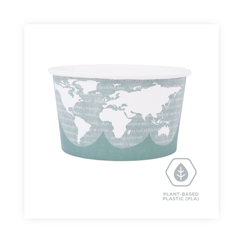 Eco-Products World Art Renewable and Compostable Food Container, 12 oz, 4.05 Diameter x 2.5 h, Green, Paper, 25/Pack, 20 Packs/Carton