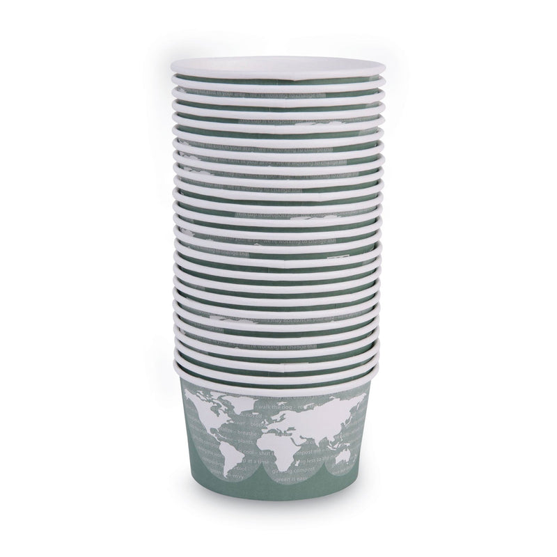 Eco-Products World Art Renewable and Compostable Food Container, 12 oz, 4.05 Diameter x 2.5 h, Green, Paper, 25/Pack, 20 Packs/Carton