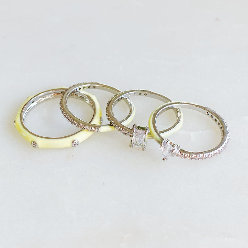 Pastel Glam Ring Set Of 4