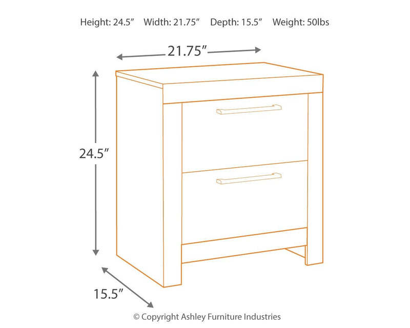 Derekson - Two Drawer Night Stand - Multi Gray