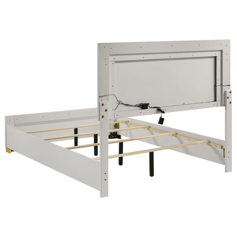 Marceline Wood Full LED Panel Bed White