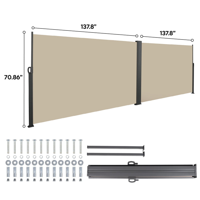 Retractable Side Awning, Waterproof And UV Resistant, Privacy Screen For Patio