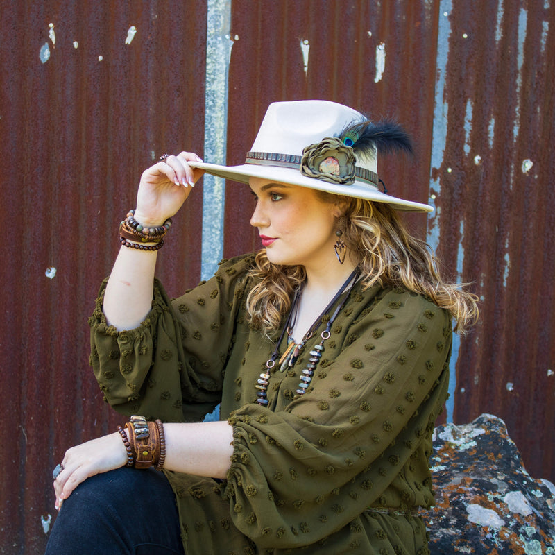 Copper Arrow Earrings w/ Genuine Picasso Jasper Beads 225q