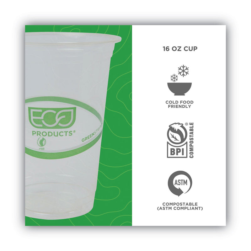 Eco-Products GreenStripe Renewable and Compostable Cold Cups Convenience Pack, Clear, 16 oz, 50/Pack