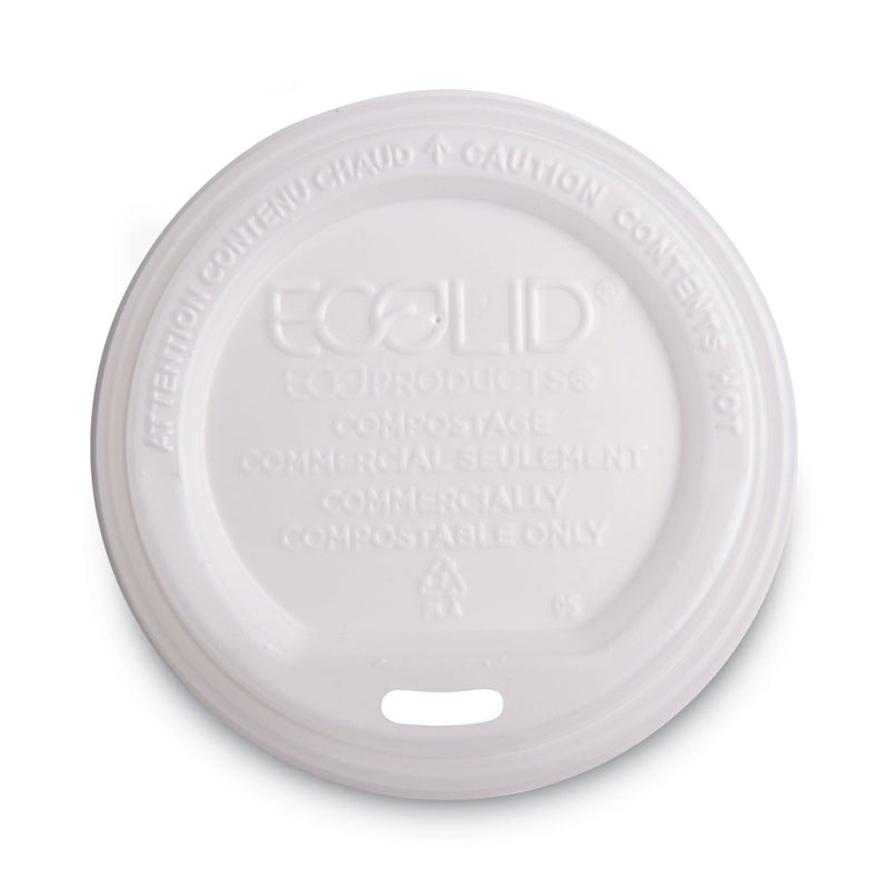 Eco-Products EcoLid Renewable/Compostable Hot Cup Lid, PLA, Fits 10 oz to 20 oz Hot Cups, 50/Pack, 16 Packs/Carton
