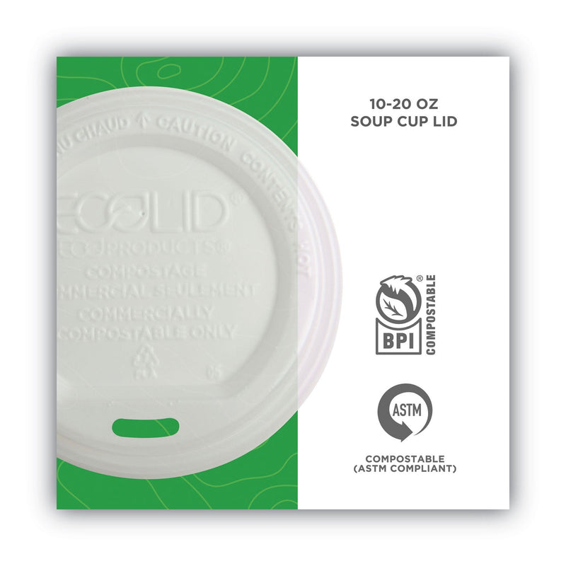 Eco-Products EcoLid Renewable/Compostable Hot Cup Lid, PLA, Fits 10 oz to 20 oz Hot Cups, 50/Pack, 16 Packs/Carton