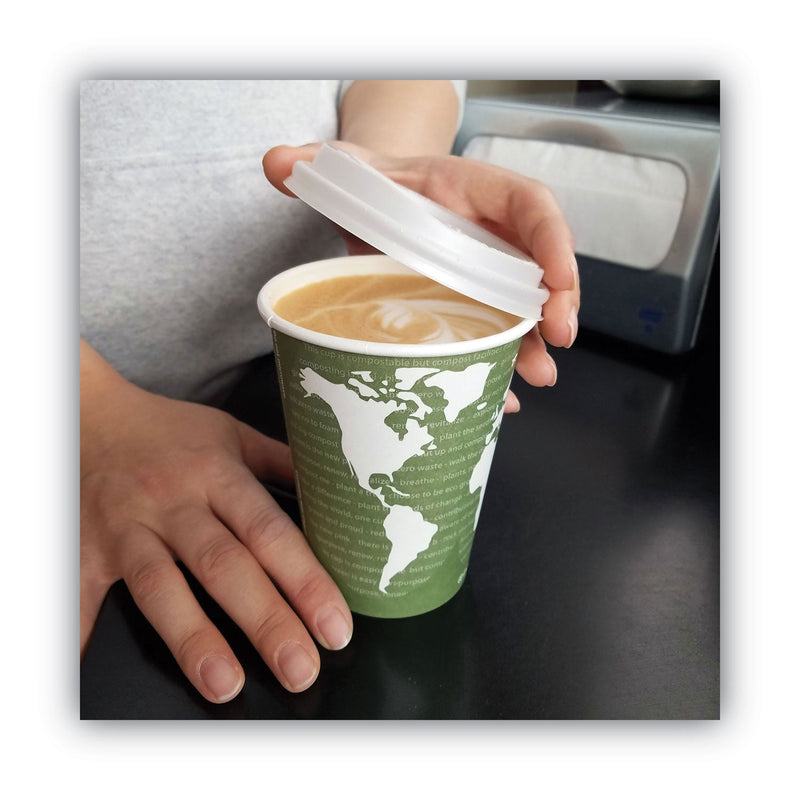 Eco-Products EcoLid Renewable/Compostable Hot Cup Lid, PLA, Fits 10 oz to 20 oz Hot Cups, 50/Pack, 16 Packs/Carton