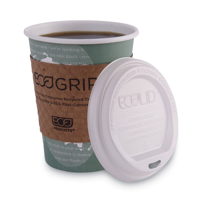 Eco-Products EcoLid Renewable/Compostable Hot Cup Lid, PLA, Fits 10 oz to 20 oz Hot Cups, 50/Pack, 16 Packs/Carton