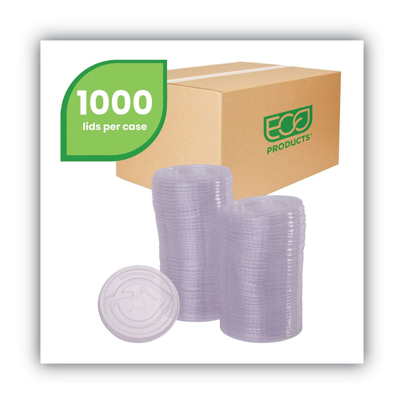 Eco-Products GreenStripe Renewable and Compost Cold Cup Flat Lids, Fits 9 oz to 24 oz Cups, Clear, 100/Pack, 10 Packs/Carton