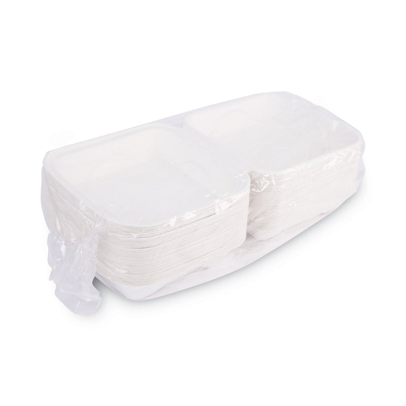 Eco-Products Vanguard Renewable and Compostable Sugarcane Clamshells, 1-Compartment, 8 x 8 x 3, White, 200/Carton