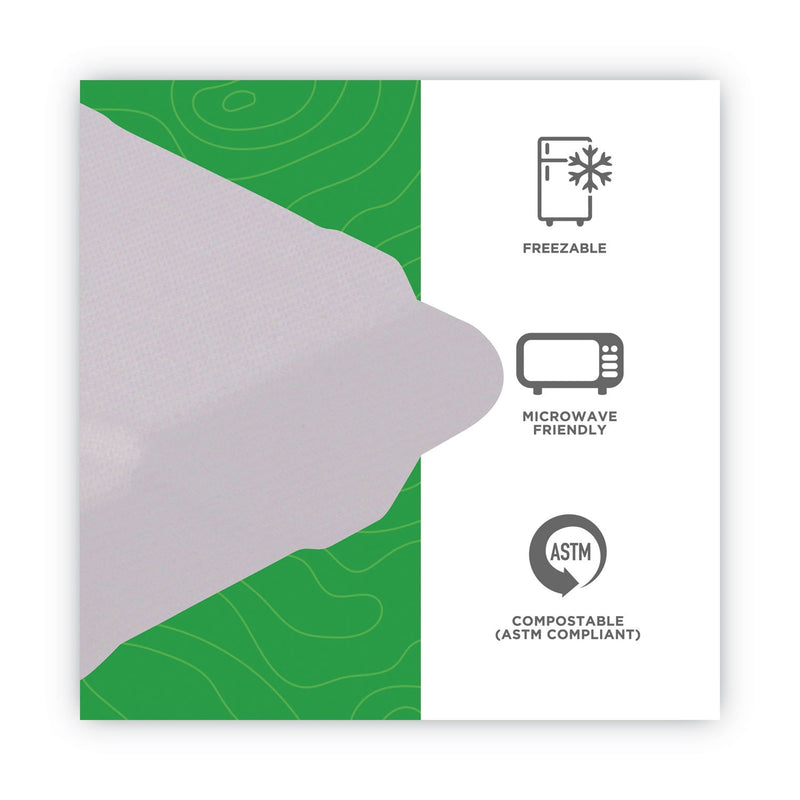 Eco-Products Renewable and Compostable Sugarcane Clamshells, 9 x 9 x 3, White, 50/Pack, 4 Packs/Carton