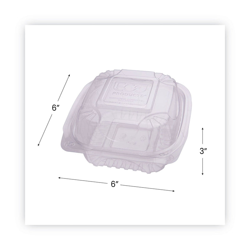 Eco-Products Clear Clamshell Hinged Food Containers, 6 x 6 x 3, Plastic, 80/Pack, 3 Packs/Carton