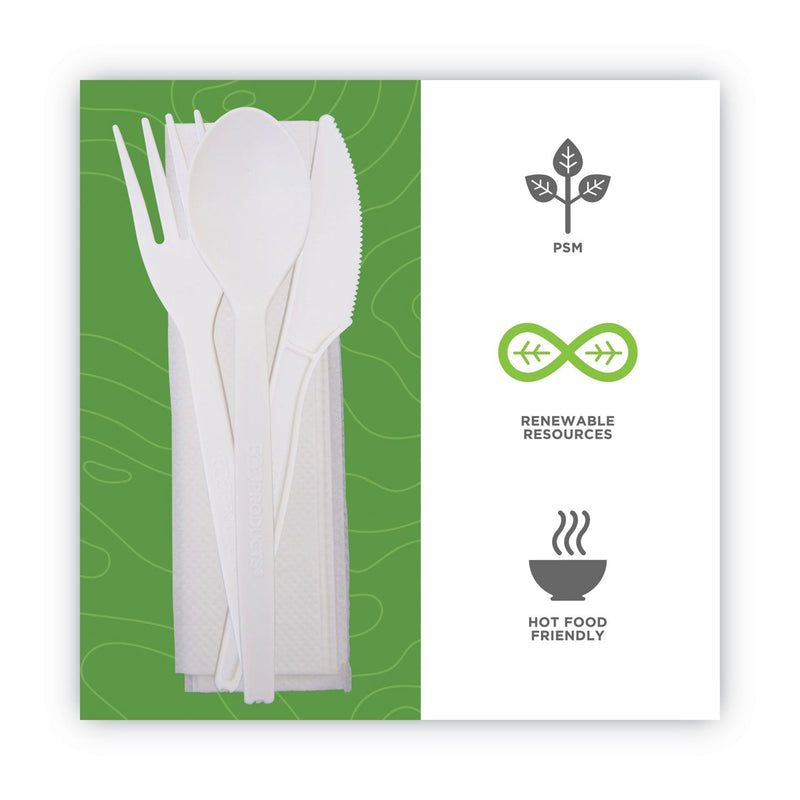 Eco-Products PolystyreneM Wrapped Cutlery Kit, White, 250/Carton