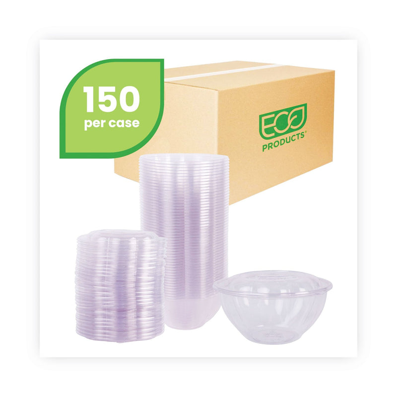 Eco-Products Renewable and Compostable Salad Bowls with Lids, 32 oz, Clear, Plastic, 50/Pack, 3 Packs/Carton