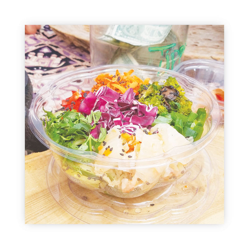 Eco-Products Renewable and Compostable Salad Bowls with Lids, 32 oz, Clear, Plastic, 50/Pack, 3 Packs/Carton