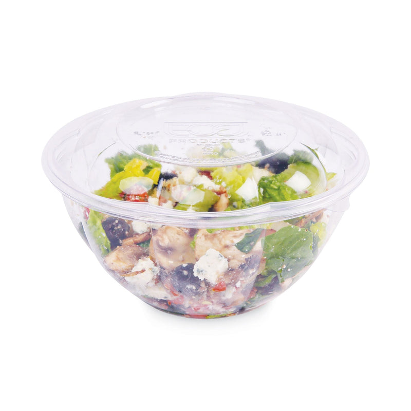 Eco-Products Renewable and Compostable Salad Bowls with Lids, 32 oz, Clear, Plastic, 50/Pack, 3 Packs/Carton