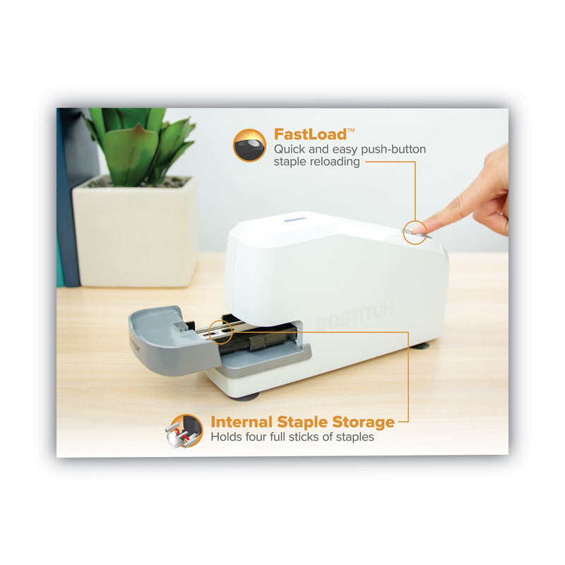 Bostitch Impulse 30 Electric Stapler, 30-Sheet Capacity, White