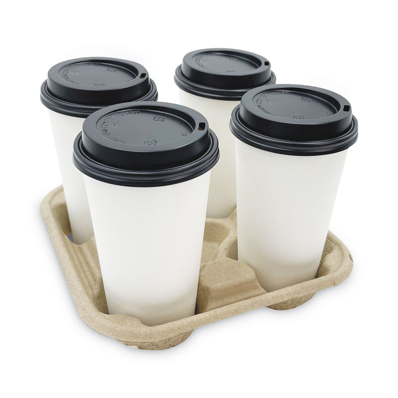 Boardwalk Cup Carrier Tray, 8 oz to 32 oz, Four Cups, Kraft, 300/Carton