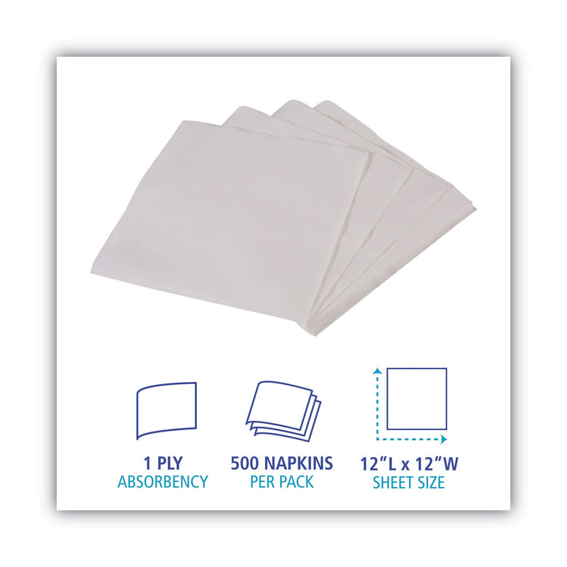 Boardwalk 1/4-Fold Lunch Napkins, 1-Ply, 12" x 12", White, 6000/Carton