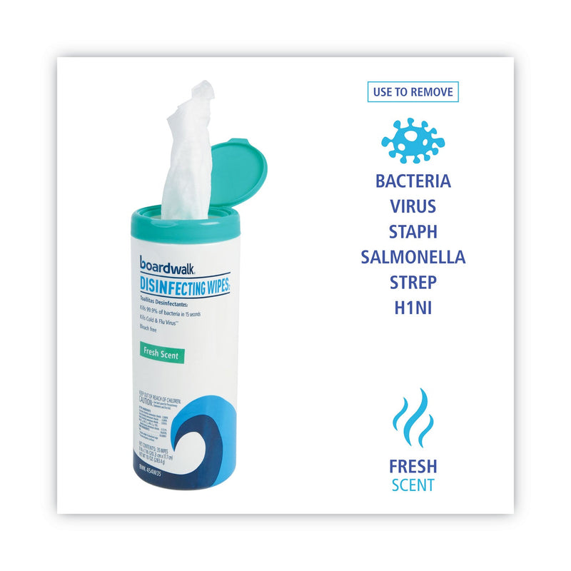 Boardwalk Disinfecting Wipes, 7 x 8, Fresh Scent, 35/Canister, 12 Canisters/Carton