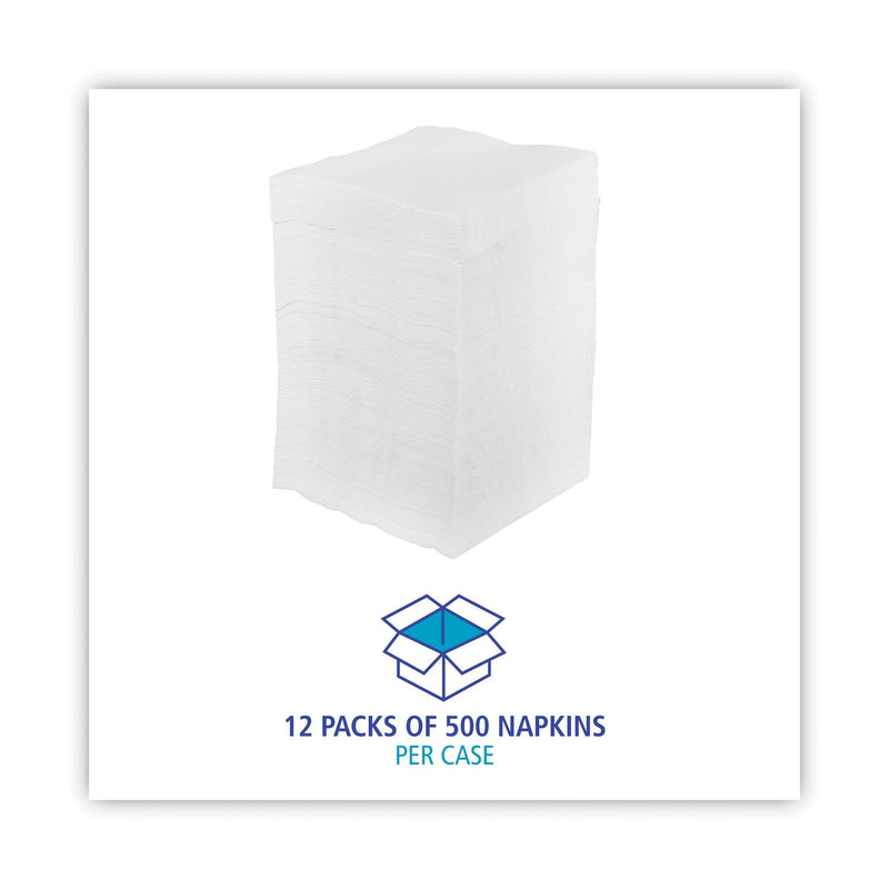 Boardwalk 1/4-Fold Lunch Napkins, 1-Ply, 12" x 12", White, 6000/Carton