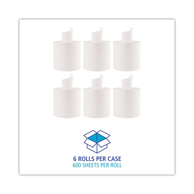 Boardwalk Center-Pull Roll Towels, 2-Ply, 10"w, White, 600/Roll, 6/Carton